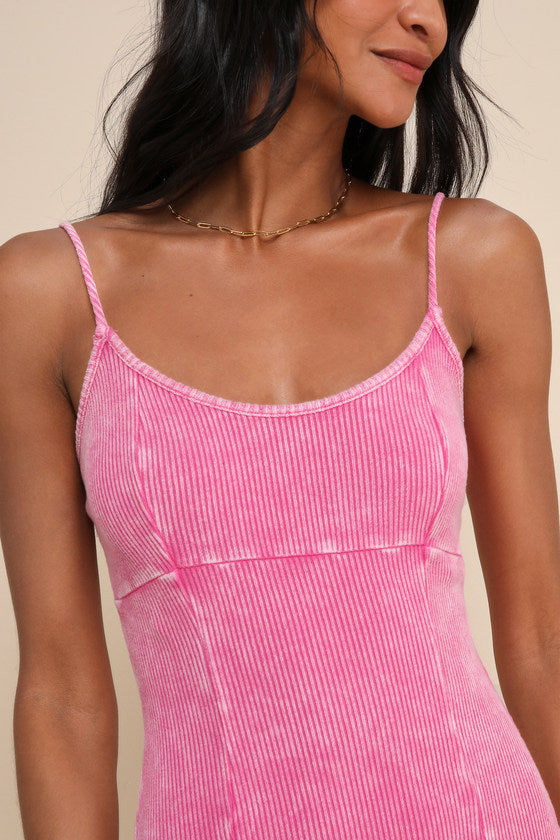 Simply Pretty Washed Yellow Ribbed Pleated Sleeveless Mini Dress