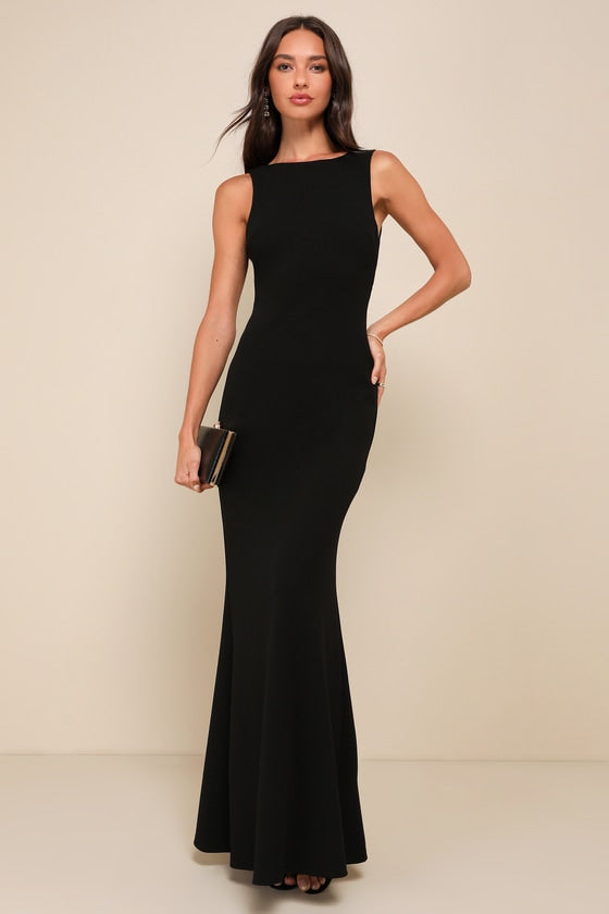 Love In Your Eyes Hunter Green Knotted Mermaid Maxi Dress #Color_Black