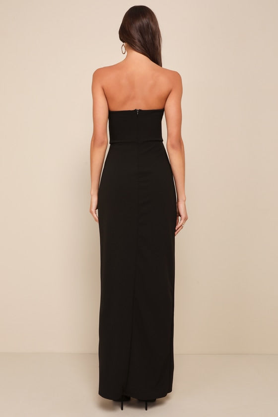 Dedicated to Glamour Black Strapless Maxi Dress #Color_Black