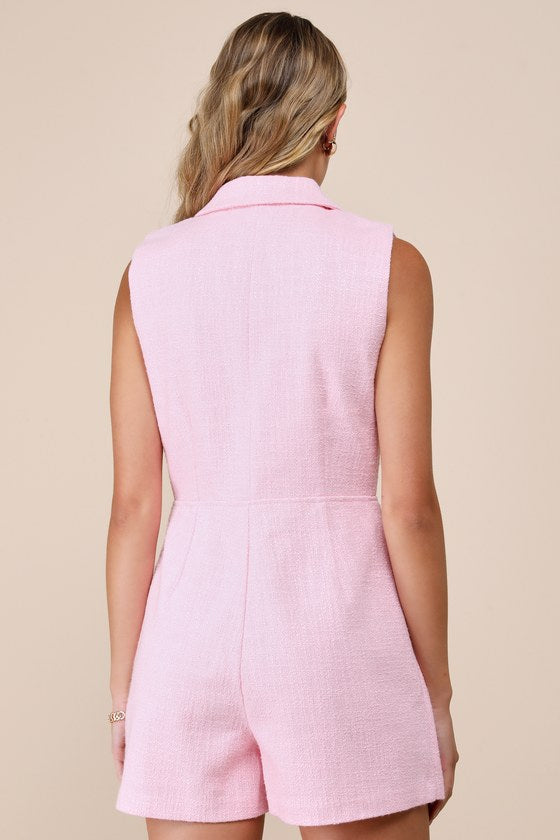 Paris Brown Linen Collared Romper