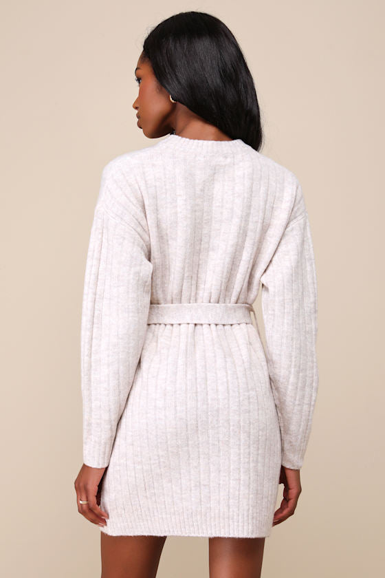 Wishing on Winter Cream Cable Knit Mini Sweater Dress #Color_Cream