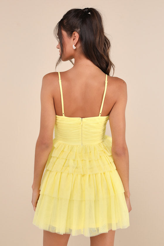 Special Poise Pink Tulle Pleated Sleeveless Tiered Mini Dress