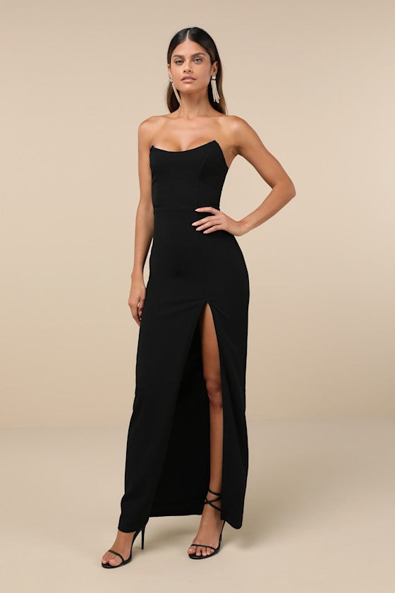 Sensational Beauty Black Strapless Maxi Dress #Color_Black