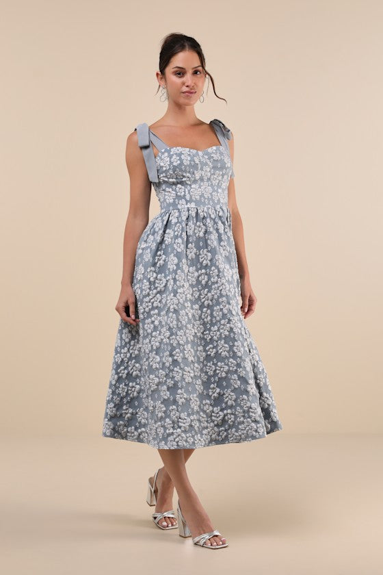 Bubbly Bliss Mauve Pink Jacquard Bustier Tie-Strap Midi Dress
