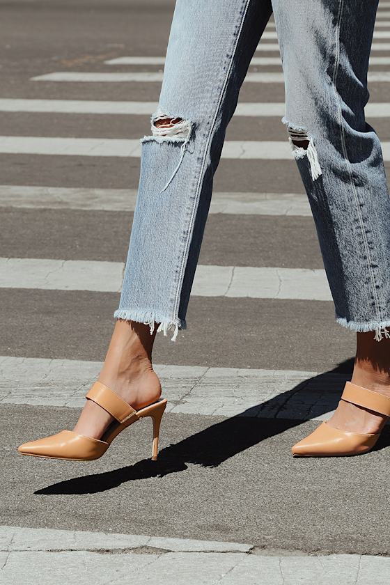 Faire Tan Pointed-Toe Mules #Color_Tan