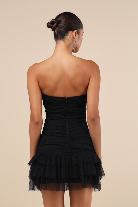 Picture-Perfect Persona Purple Mesh Bow Ruched Mini Dress