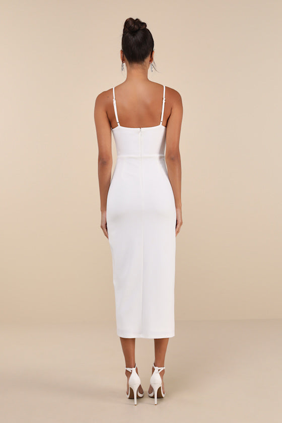 Always Turning Heads Black Bustier Tulip Midi Dress