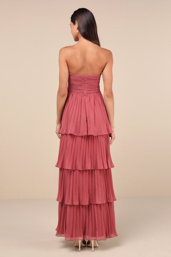 Seriously Sensational Yellow Strapless Tiered Maxi Dress