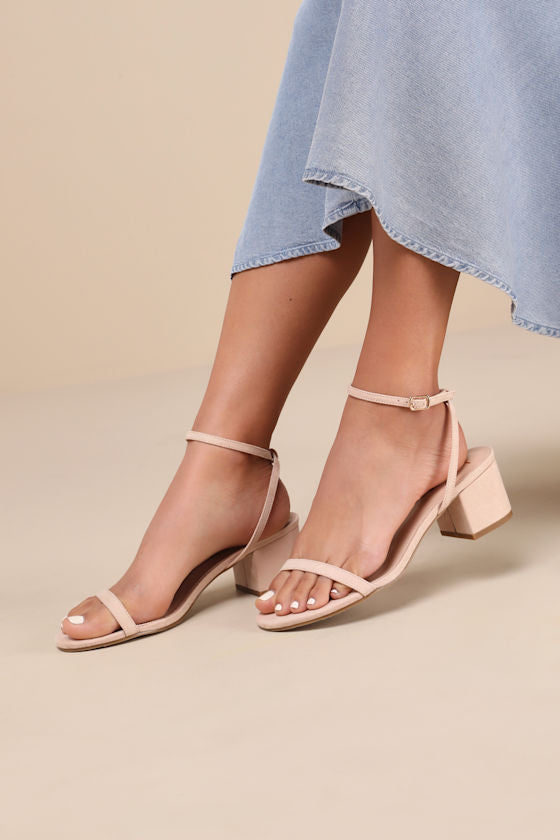 Julie Black Suede Ankle Strap Heels