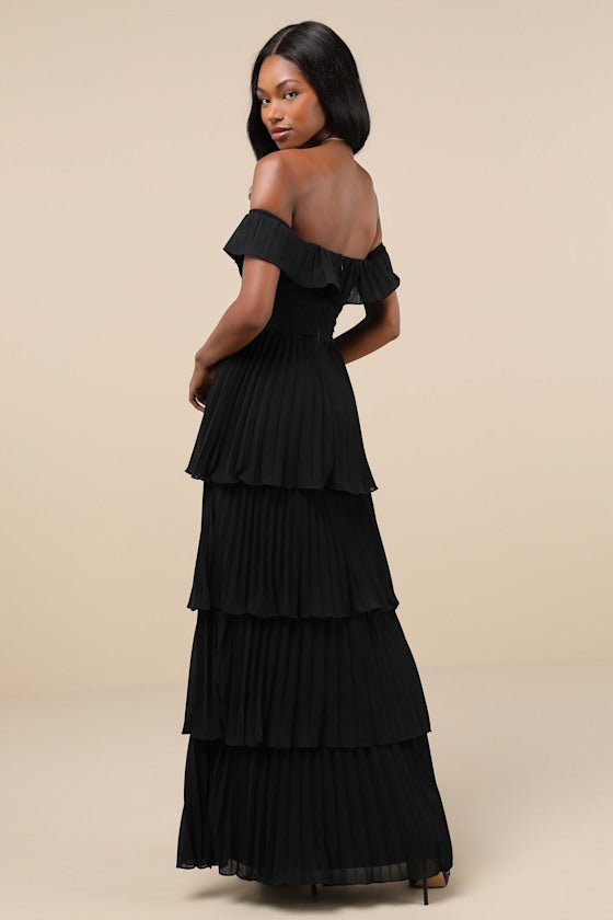 Always Remarkable Pink Pleated Off-the-Shoulder Maxi Dress