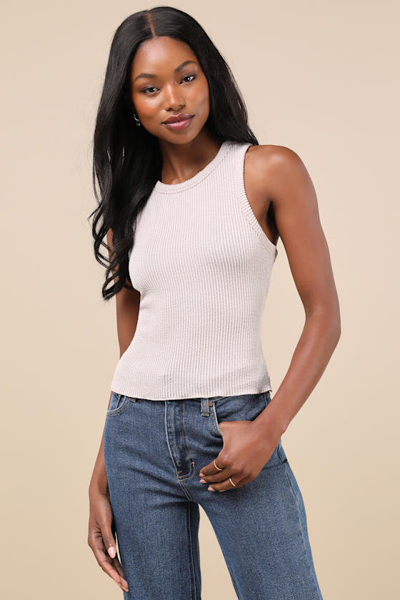Essential Update Slate Blue Ribbed Tank Top