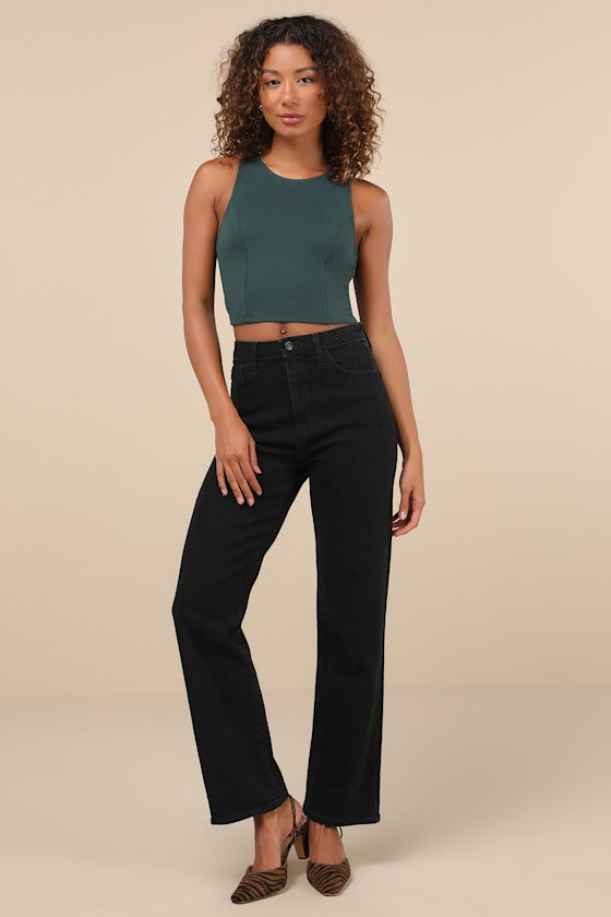 Let's Tie It Rust Orange Tie-Back Cropped Tank Top