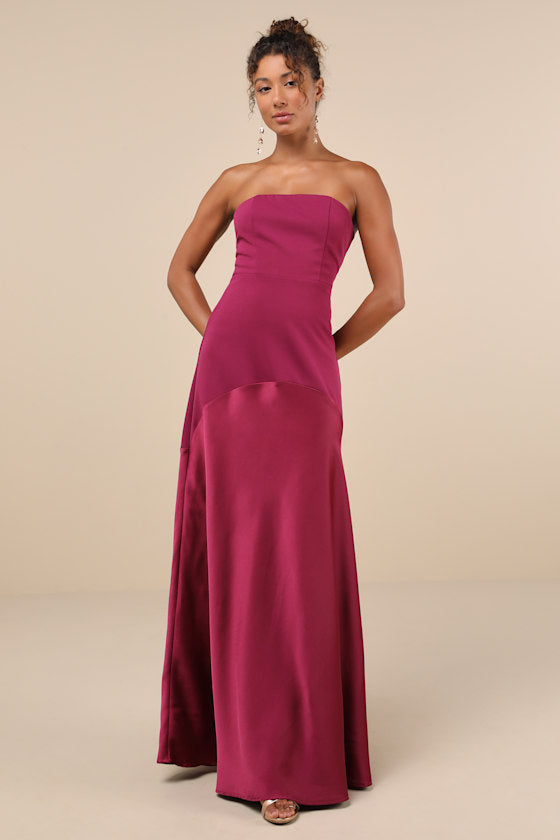 Compelling Style Royal Blue Strapless A-Line Maxi Dress #Color_Plum Purple