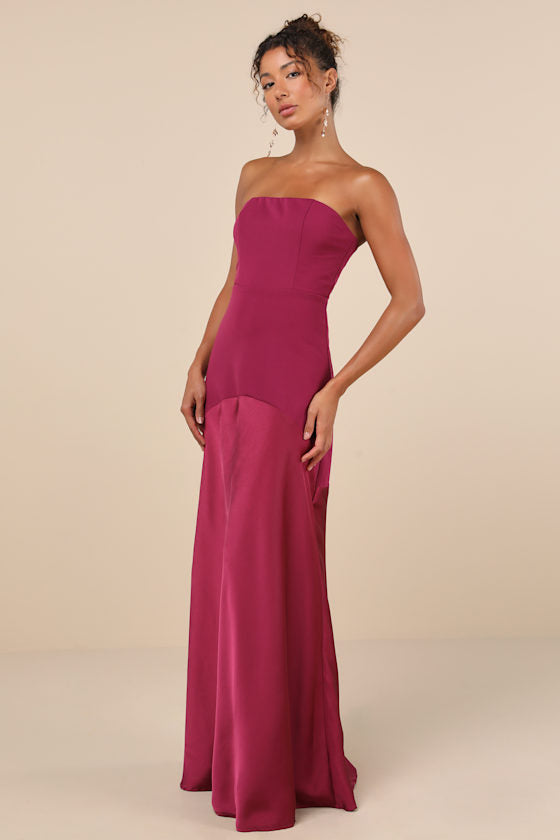 Compelling Style Black Strapless A-Line Maxi Dress