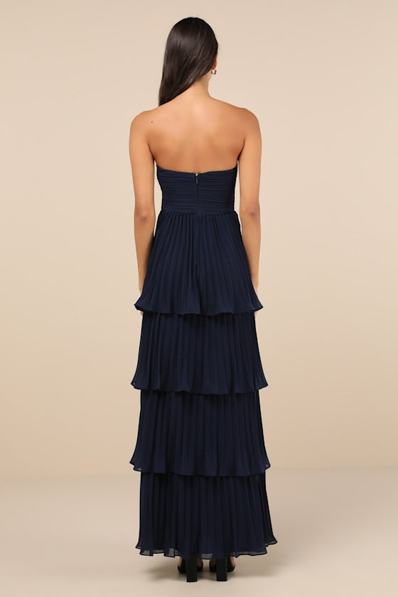 Seriously Sensational Sage Brush Strapless Tiered Maxi Dress