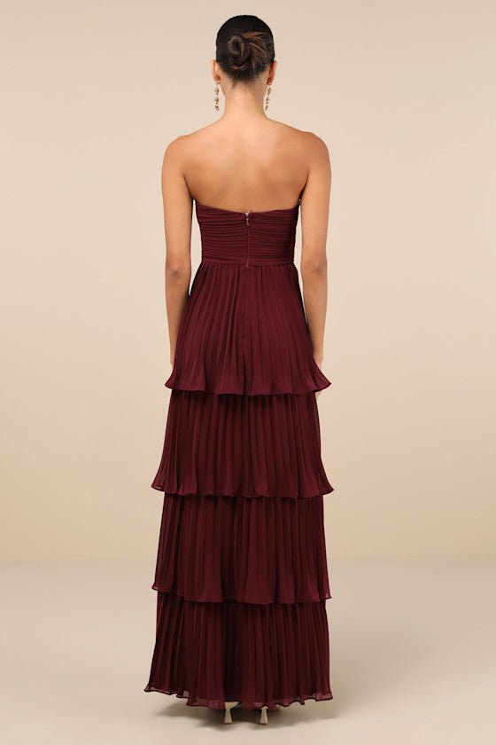 Seriously Sensational Sage Brush Strapless Tiered Maxi Dress