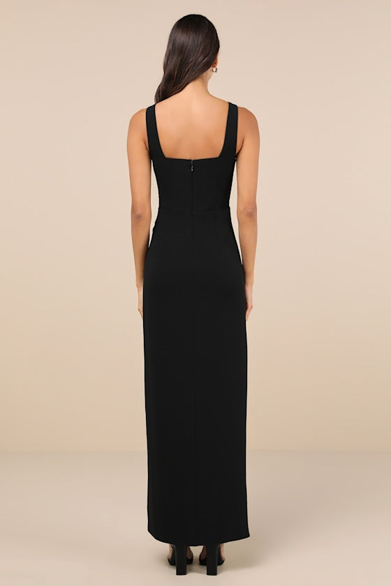 Glamorous Disposition Black Ruched Maxi Dress #Color_Black