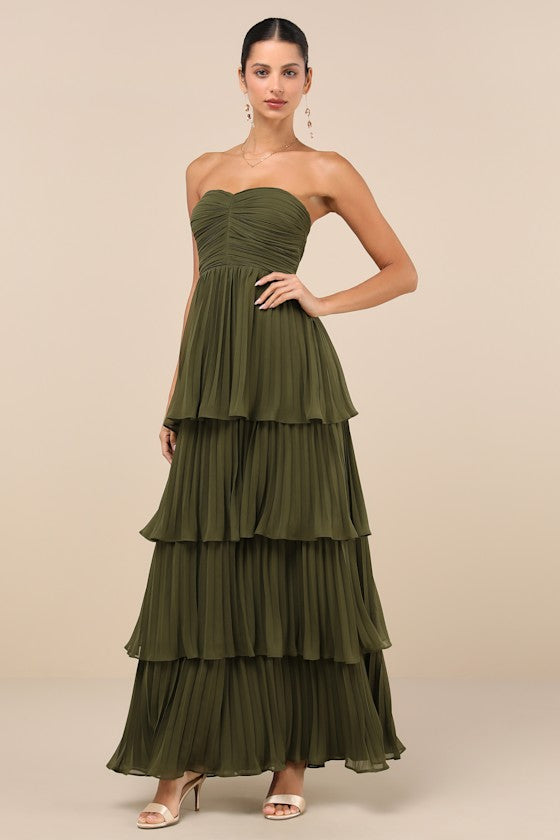 Seriously Sensational Navy Blue Strapless Tiered Maxi Dress