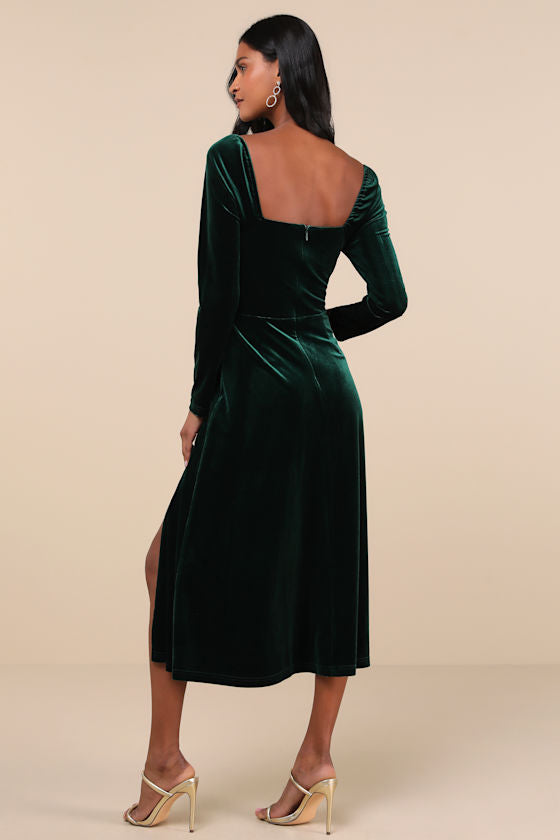Precious Impression Burgundy Velvet Bustier Midi Dress