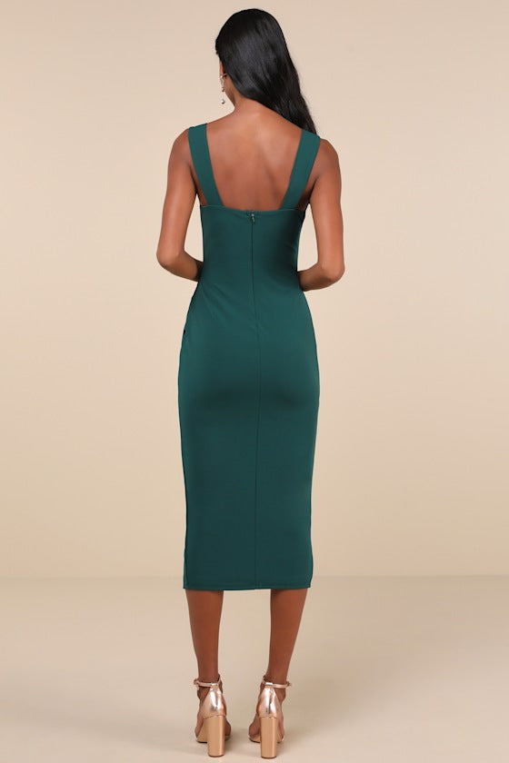 Always Beautiful Rose Pink Sleeveless Tulip Midi Dress