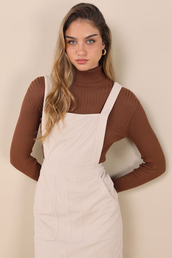 Embracing Autumn Emerald Green Corduroy Pinafore Mini Dress