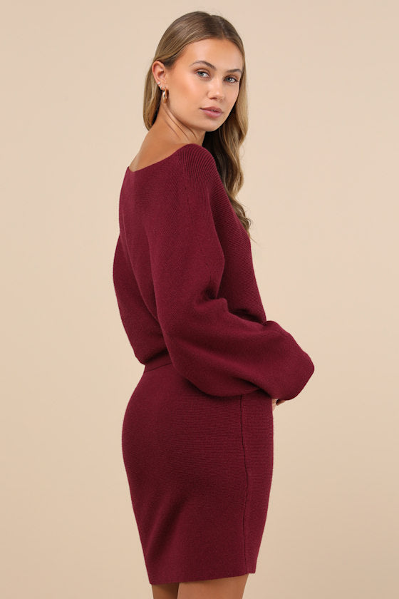 Modern Comfort Ivory Dolman Sleeve Mini Sweater Dress