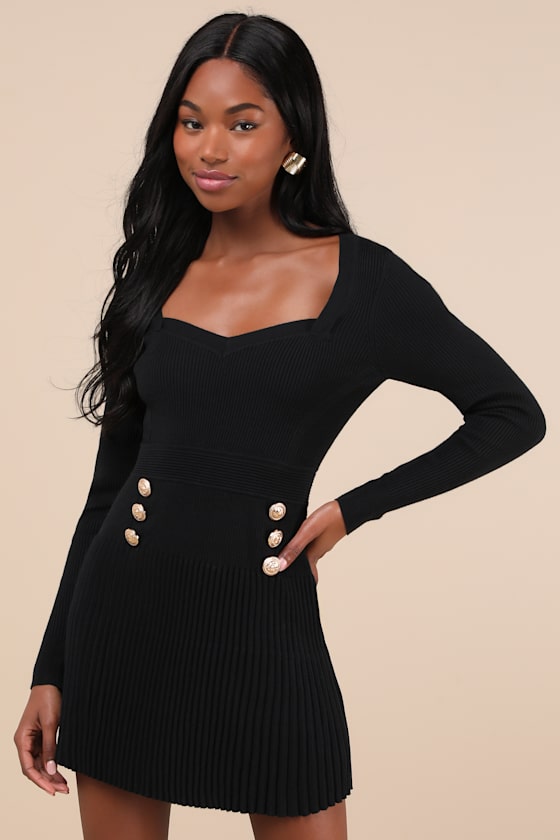 Chicest Crush Olive Ribbed Long Sleeve Mini Sweater Dress
