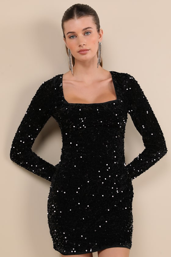 Marvelous Radiance Emerald Sequin Cutout Long Sleeve Mini Dress