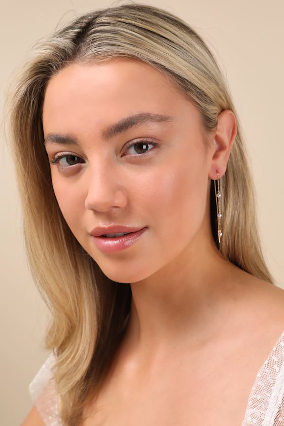 Simply Memorable Gold Pearl Threader Earrings