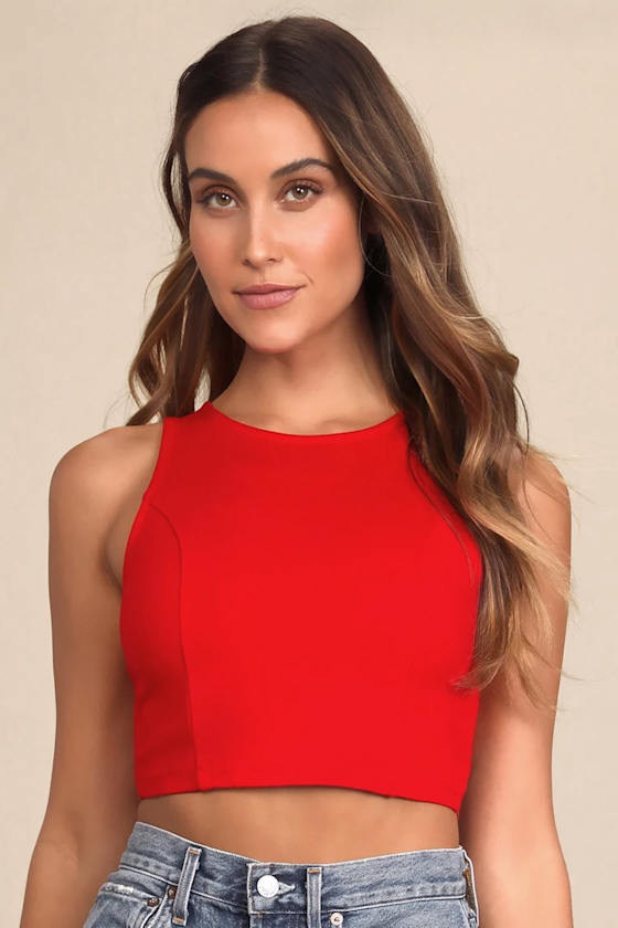 Let's Tie It Rust Orange Tie-Back Cropped Tank Top