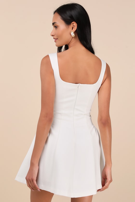 Roetta White Sleeveless Pleated Mini Dress #Color_White