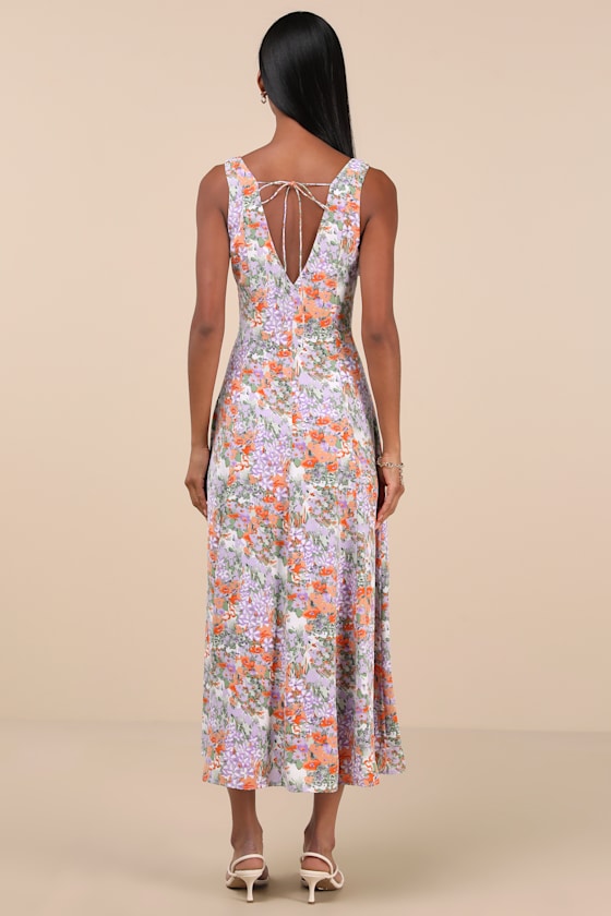 Your Only Darling Green Floral Print Sleeveless Midi Dress