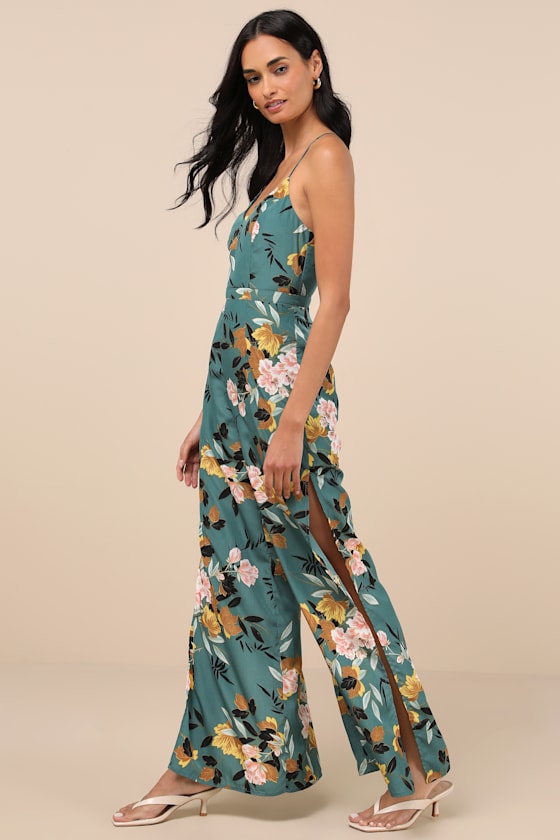 Beautiful Blooms Black Floral Print Wide-Leg Jumpsuit