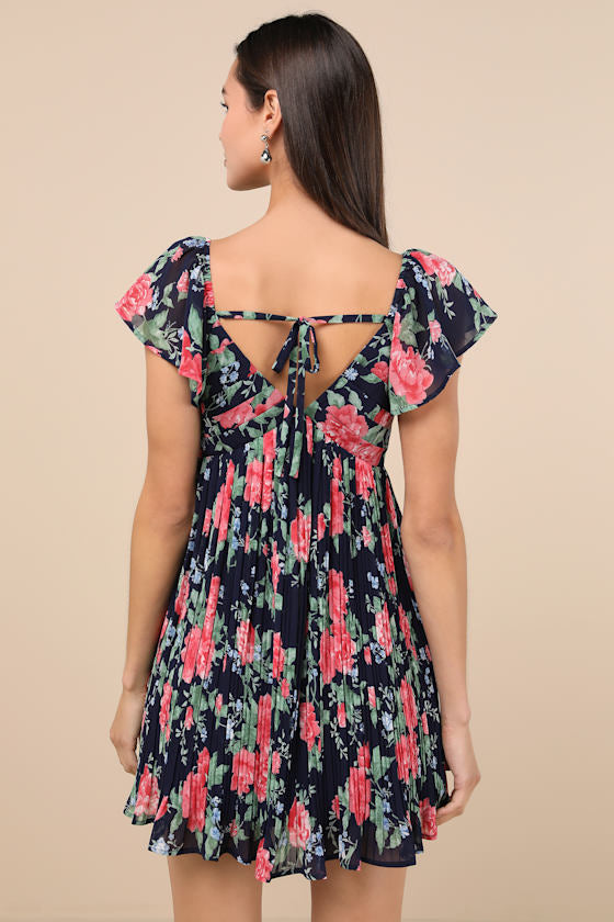 Amalfi Coast White Pleated Flutter Sleeve Mini Dress