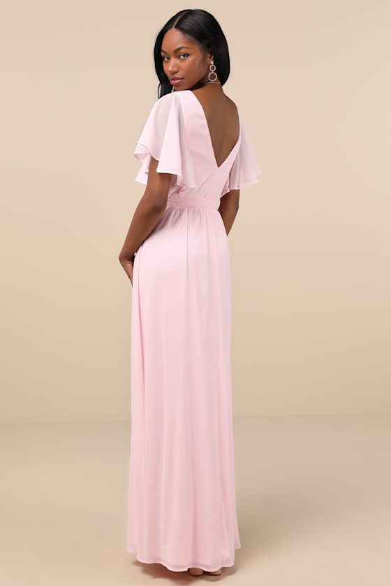 Convincing Grace Burgundy Flutter Sleeve Wrap Maxi Dress