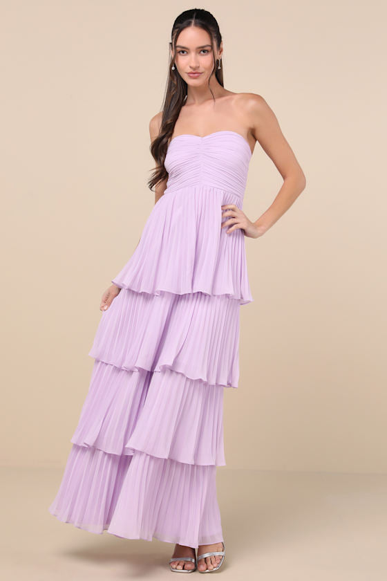 Seriously Sensational Sage Brush Strapless Tiered Maxi Dress #Color_Lavender