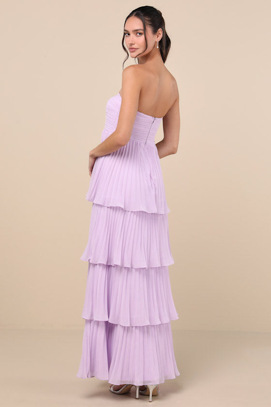 Seriously Sensational Navy Blue Strapless Tiered Maxi Dress