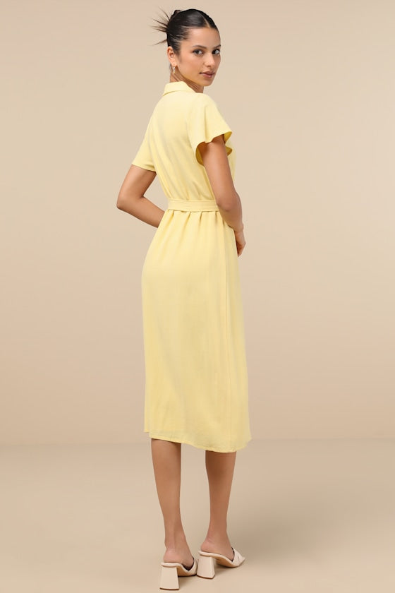 Italian Summer Beige Linen Midi Dress
