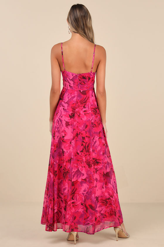 Beautiful Soul Blue Floral Print Twist-Front Maxi Dress