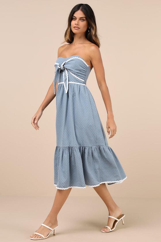 Delightful Design Yellow Polka Dot Midi Dress With Pockets