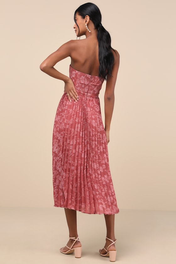 Perfectly Stunning Ivory Jacquard Strapless Midi Dress