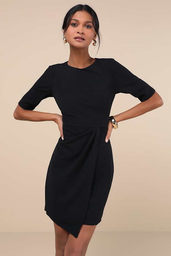 Westwood Black Half Sleeve Sheath Dress #Color_Black