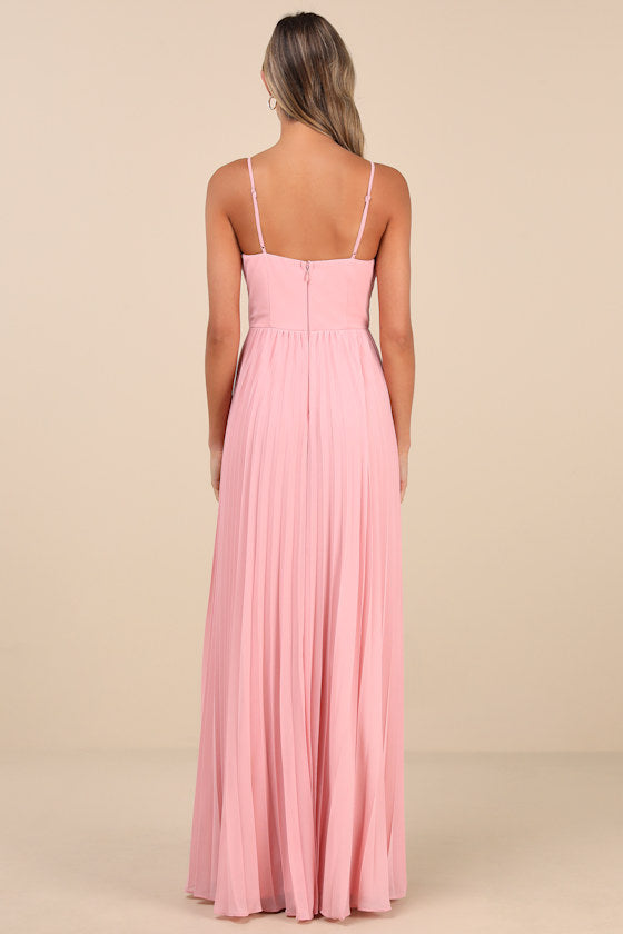 Admirable Elegance Light Blue Pleated Bustier Maxi Dress