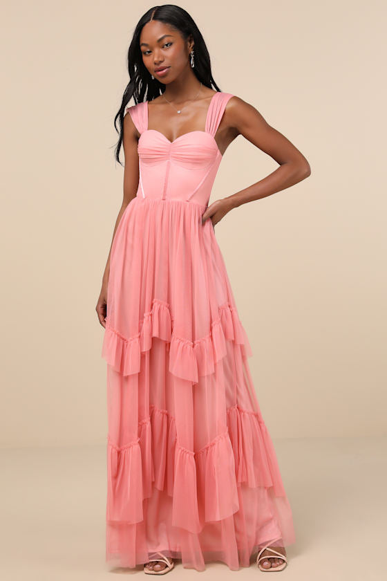 Stunning Personality Sage Green Mesh Off-the-Shoulder Maxi Dress #Color_Pink