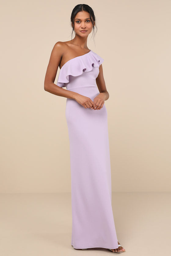Last Forever Powder Blue One-Shoulder Ruffle Maxi Dress #Color_Lavender