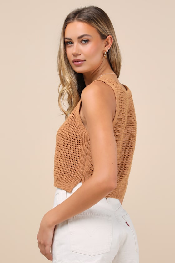 Get the Look Black Loose Knit Sweater Tank Top