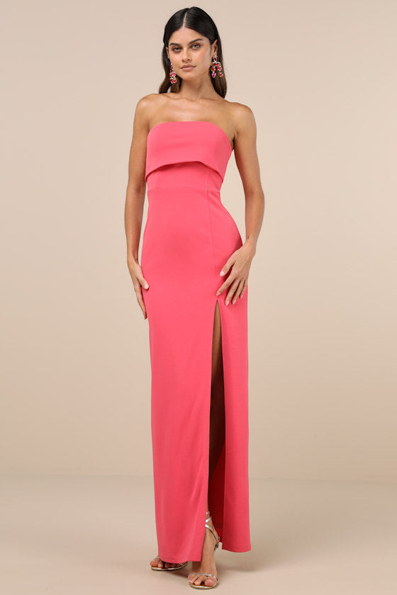 Classy Consideration Black Strapless Maxi Dress #Color_Coral Pink