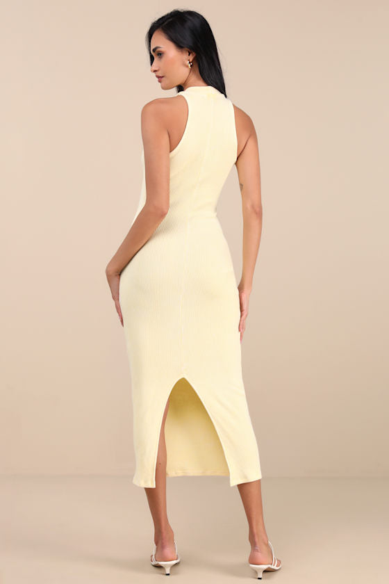 Essentially Sweet Washed Lavender Ribbed Sleeveless Midi Dress