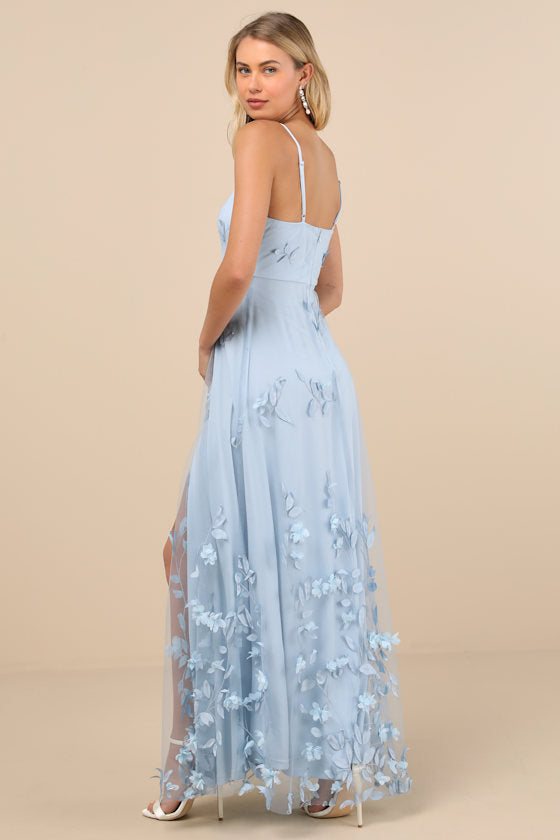 Abundant Charm Blush Pink 3D Floral Applique Maxi Dress