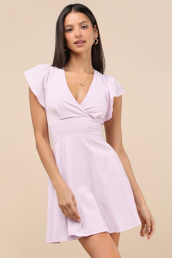 Sweeten Me Up Red Flutter Sleeve Mini Dress With Pockets #Color_Lilac